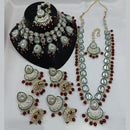 Sai Fashion Gold Plated Kundan Stone And Beads Double Necklace Set