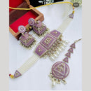 Sai Fashion  Gold Plated Crystal And Pearl Choker Necklace Set