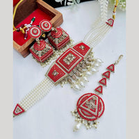 Sai Fashion  Gold Plated Crystal And Pearl Choker Necklace Set
