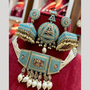 Sai Fashion  Gold Plated Crystal And Pearl Choker Necklace Set