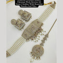 Sai Fashion  Gold Plated Crystal And Pearl Choker Necklace Set