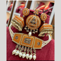 Sai Fashion  Gold Plated Crystal And Pearl Choker Necklace Set