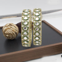 Sai Fashion Gold Plated Kundan Stone Bangles Set