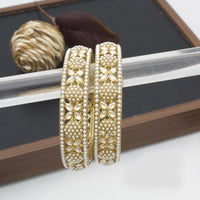 Sai Fashion Gold Plated Crystal Stone And Pearl Bangles Set