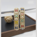 Sai Fashion Gold Plated Crystal Stone And Pearl Bangles Set