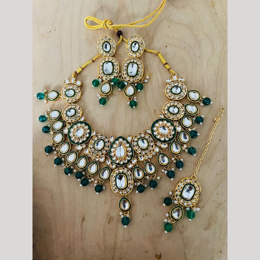 Sai Fashion Gold Plated Kundan Stone Beads And Pearl Necklace Set