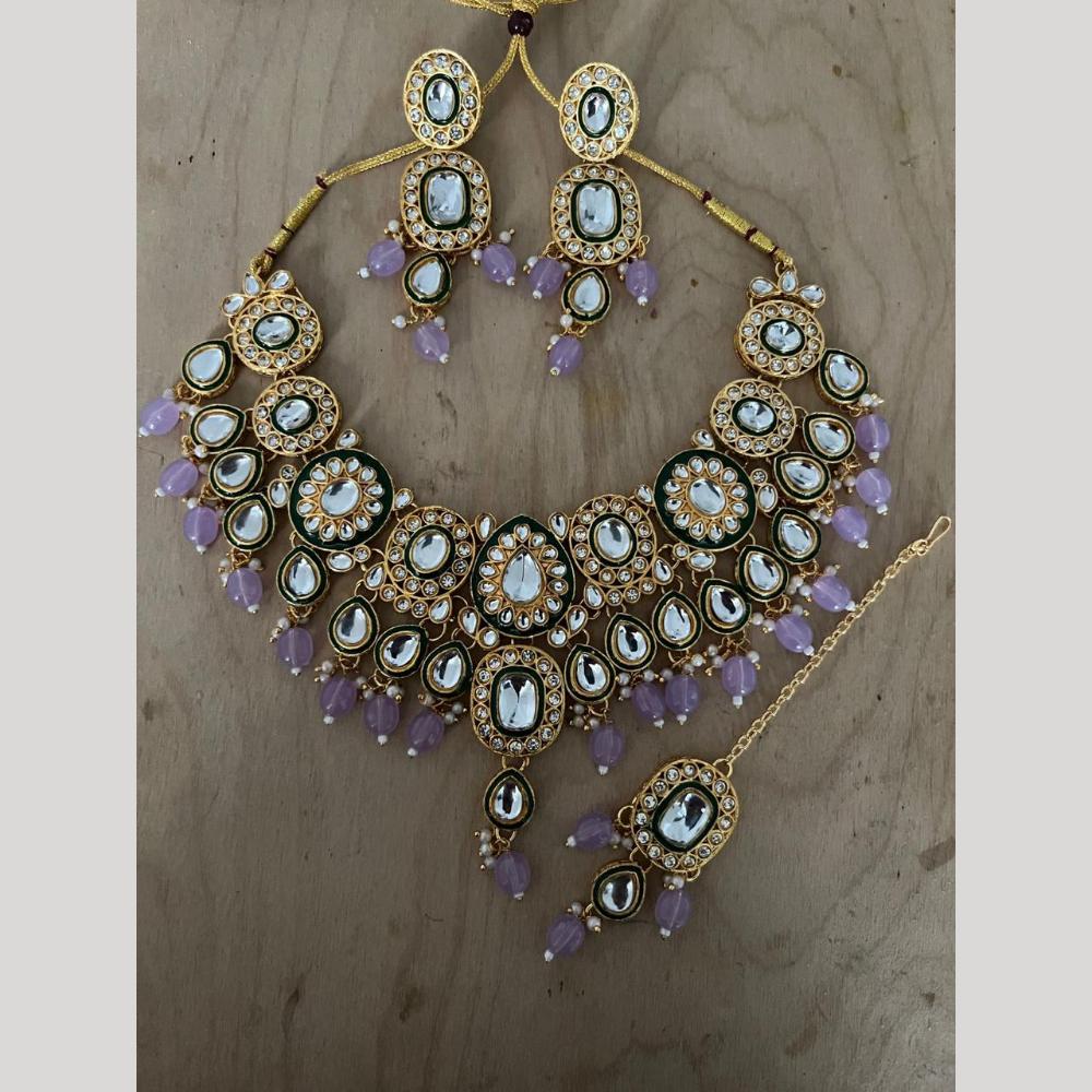 Sai Fashion Gold Plated Kundan Stone Beads And Pearl Necklace Set