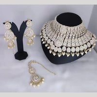 Sai Fashion Gold Plated Kundan Stone Beads And Pearl Choker Necklace Set