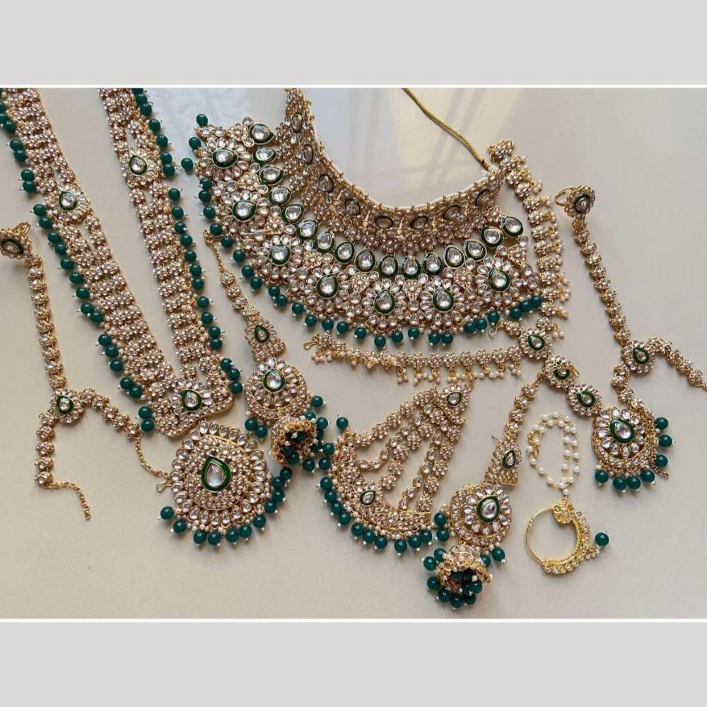Sai Fashion Gold Plated Kundan Stone And Beads Bridal Set