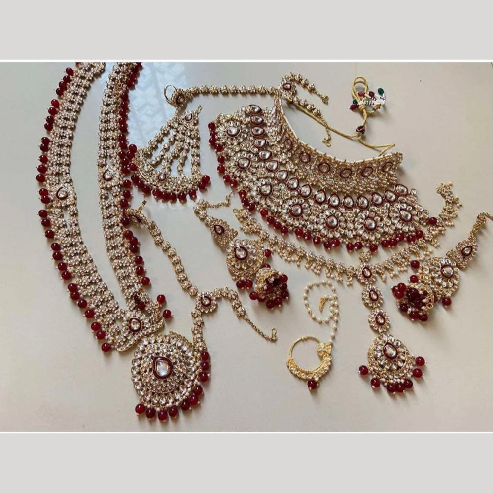Sai Fashion Gold Plated Kundan Stone And Beads Bridal Set