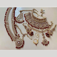 Sai Fashion Gold Plated Kundan Stone And Beads Bridal Set