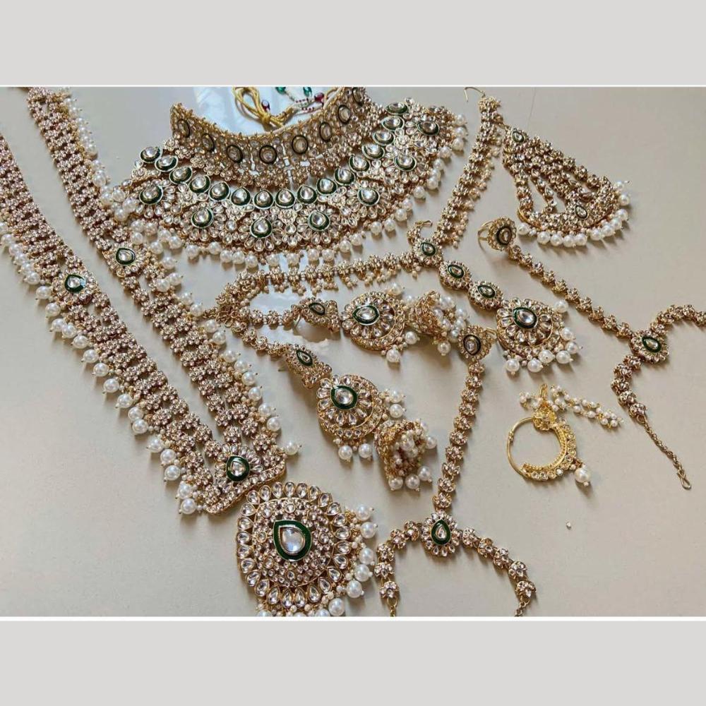 Sai Fashion Gold Plated Kundan Stone And Beads Bridal Set