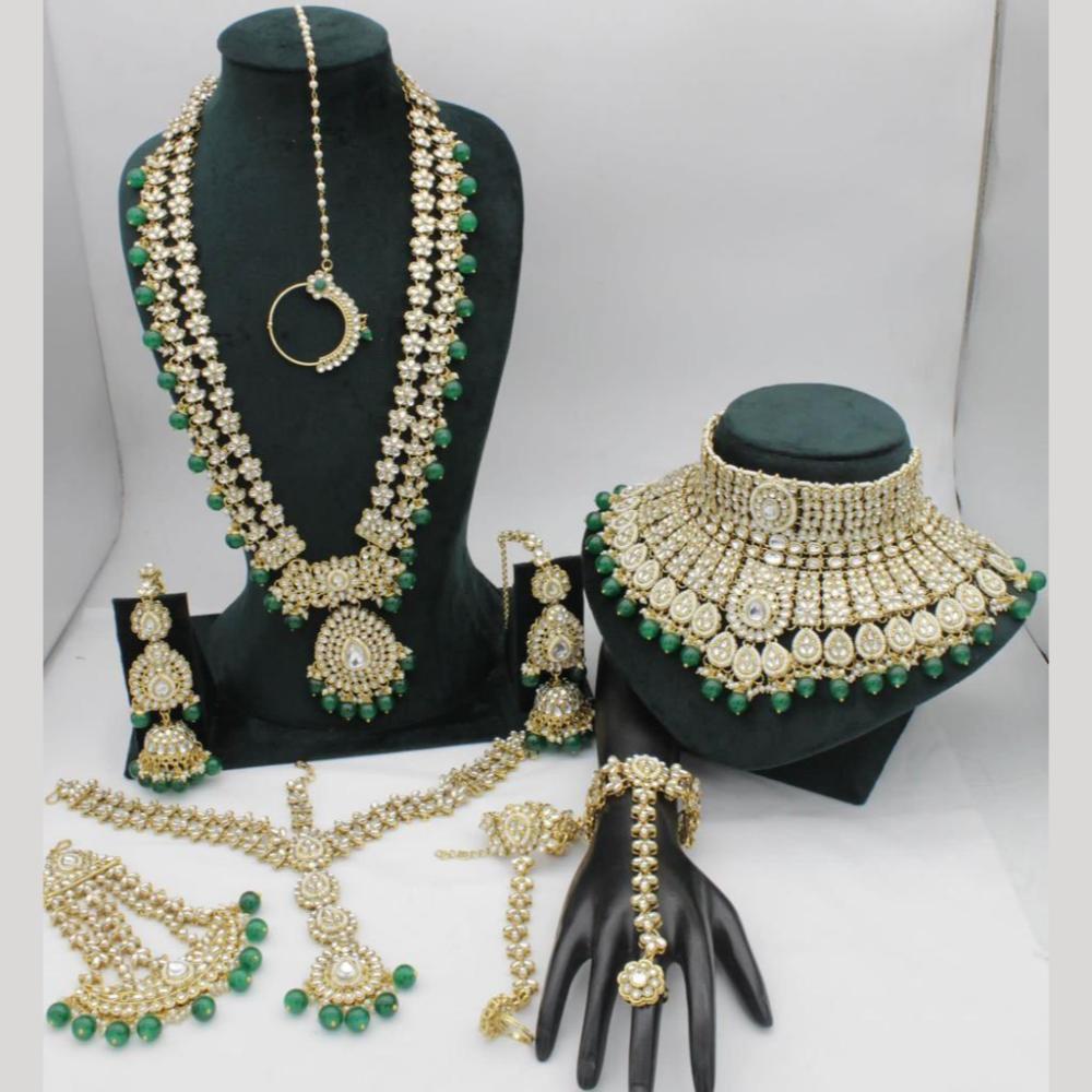 Sai Fashion Gold Plated Kundan Stone And Beads Bridal Set
