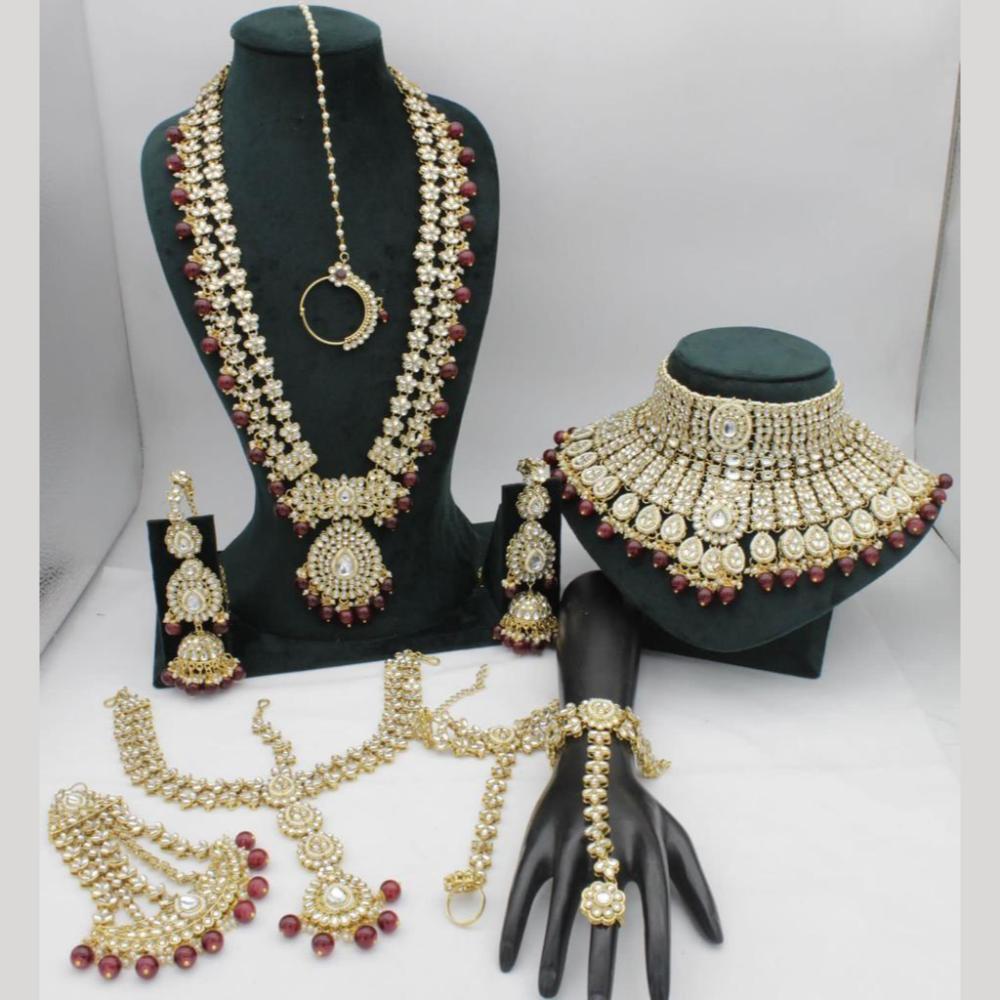 Sai Fashion Gold Plated Kundan Stone And Beads Bridal Set