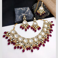 Sai Fashion Gold Plated Kundan And Beads Meenakari Necklace Set