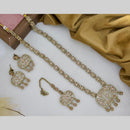 Sai Fashion Gold Plated Crystal And Pota Stone Long Necklace Set