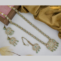 Sai Fashion Gold Plated Crystal And Pota Stone Long Necklace Set