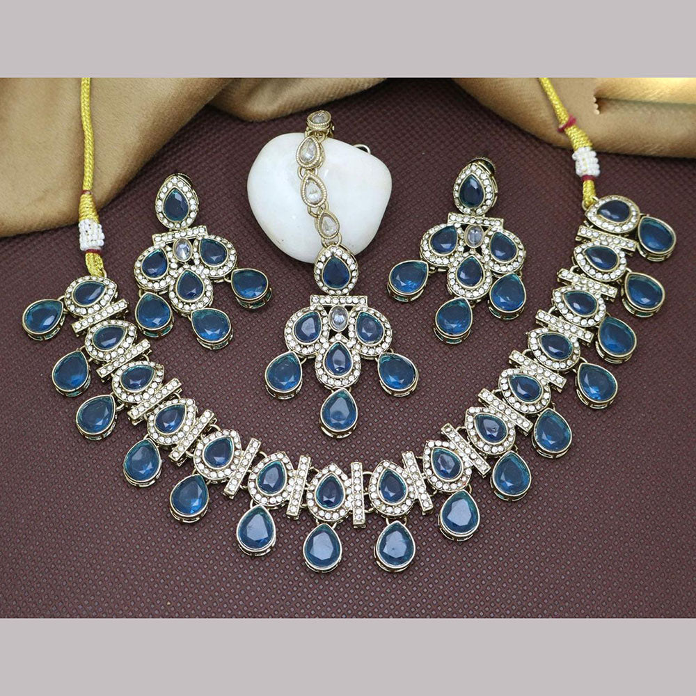 Sai Fashion Gold Plated Crystal Necklace Set