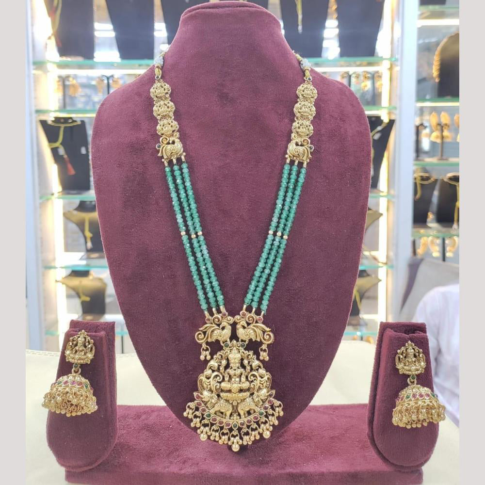 Sai Fashion Pota Stone Temple  Long  Necklace Set