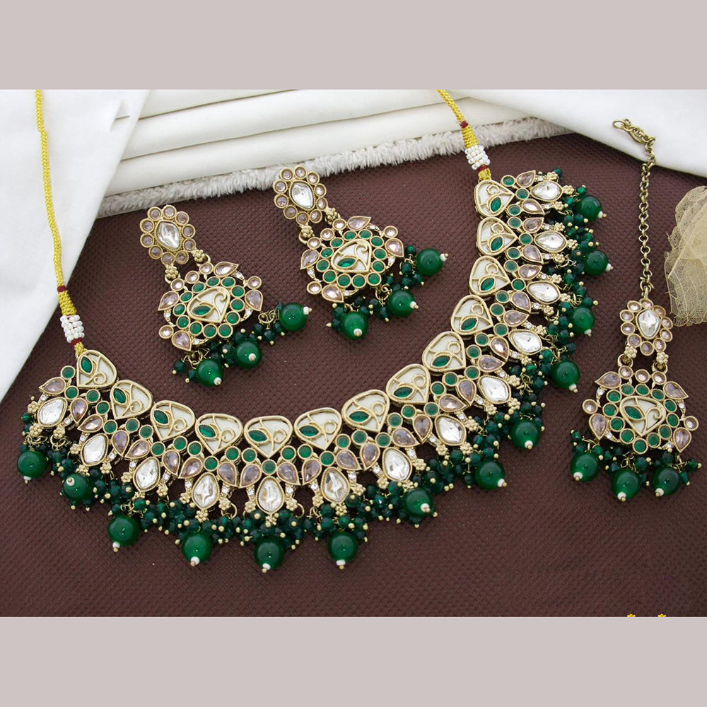 Sai Fashion  Gold Plated Crystal Stone And Beads Necklace Set