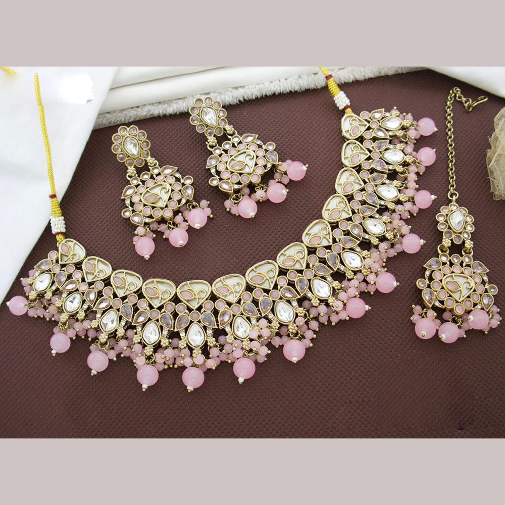 Sai Fashion  Gold Plated Crystal Stone And Beads Necklace Set