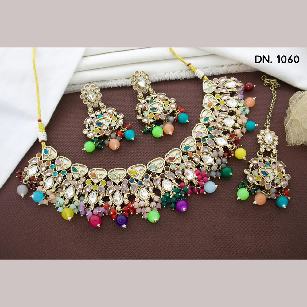 Sai Fashion  Gold Plated Crystal Stone And Beads Necklace Set