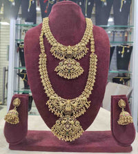 Sai Fashion Heritage Inspired Pota Stone Temple Double Necklace Set