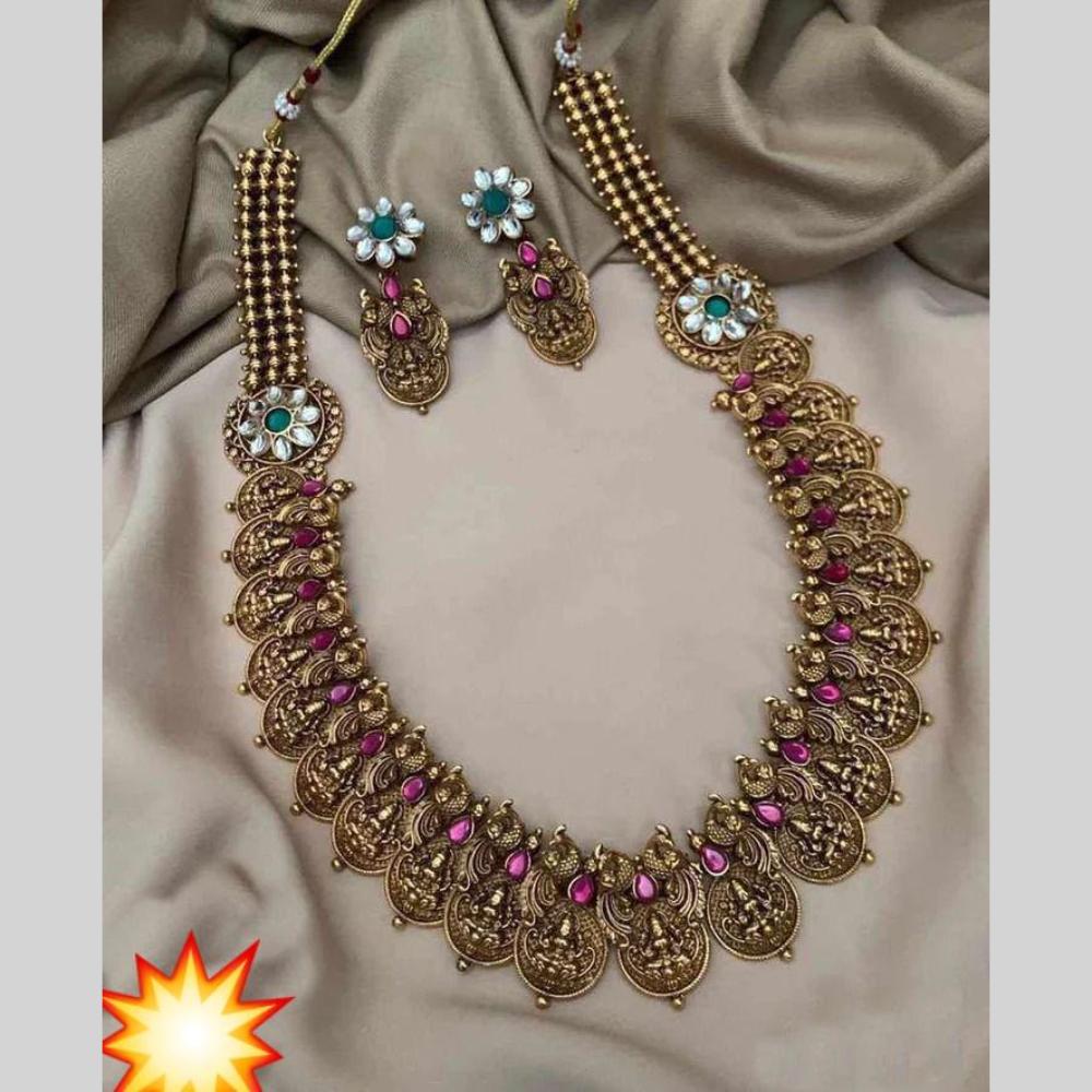 Sai Fashion Heritage Inspired Pota Stone Temple Necklace Set