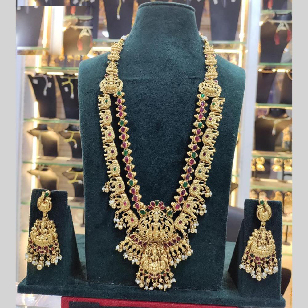 Sai Fashion Heritage Inspired Pota Stone Temple Necklace Set