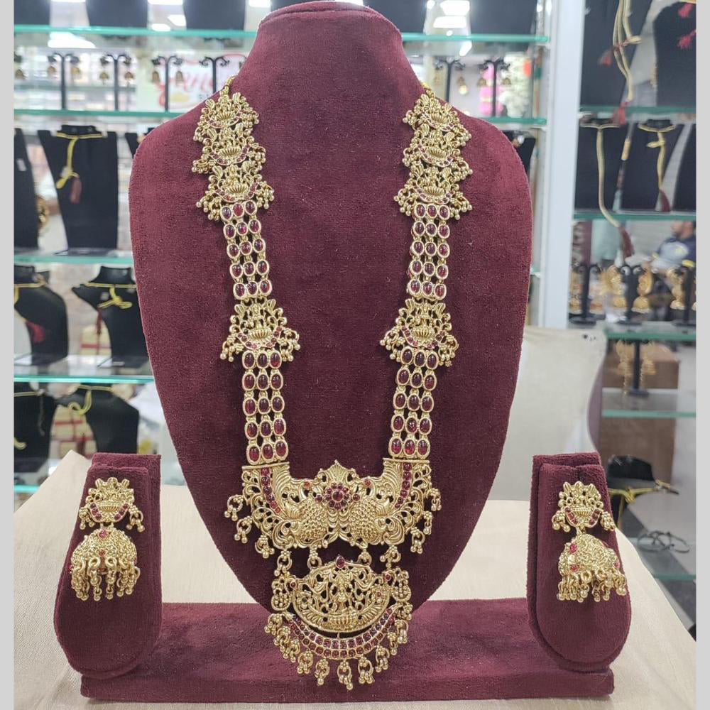 Sai Fashion Heritage Inspired Pota Stone Temple Long Necklace Set