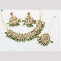 Sai Fashion Gold Plated Crystal Stone And Beads Choker Necklace Set