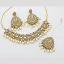 Sai Fashion Gold Plated Crystal Stone And Beads Choker Necklace Set
