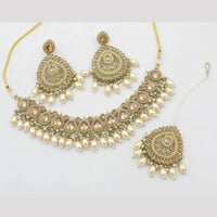 Sai Fashion Gold Plated Crystal Stone And Beads Choker Necklace Set