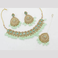 Sai Fashion Gold Plated Crystal Stone And Beads Choker Necklace Set