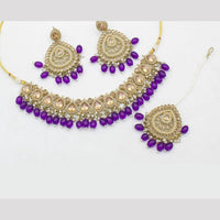 Sai Fashion Gold Plated Crystal Stone And Beads Choker Necklace Set
