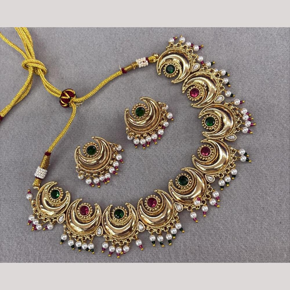 Sai Fashion Pota Stone And Pearl Necklace Set
