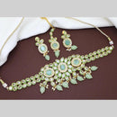 Sai Fashion Elegant Gold Plated Kundan And Beads Choker Necklace Set