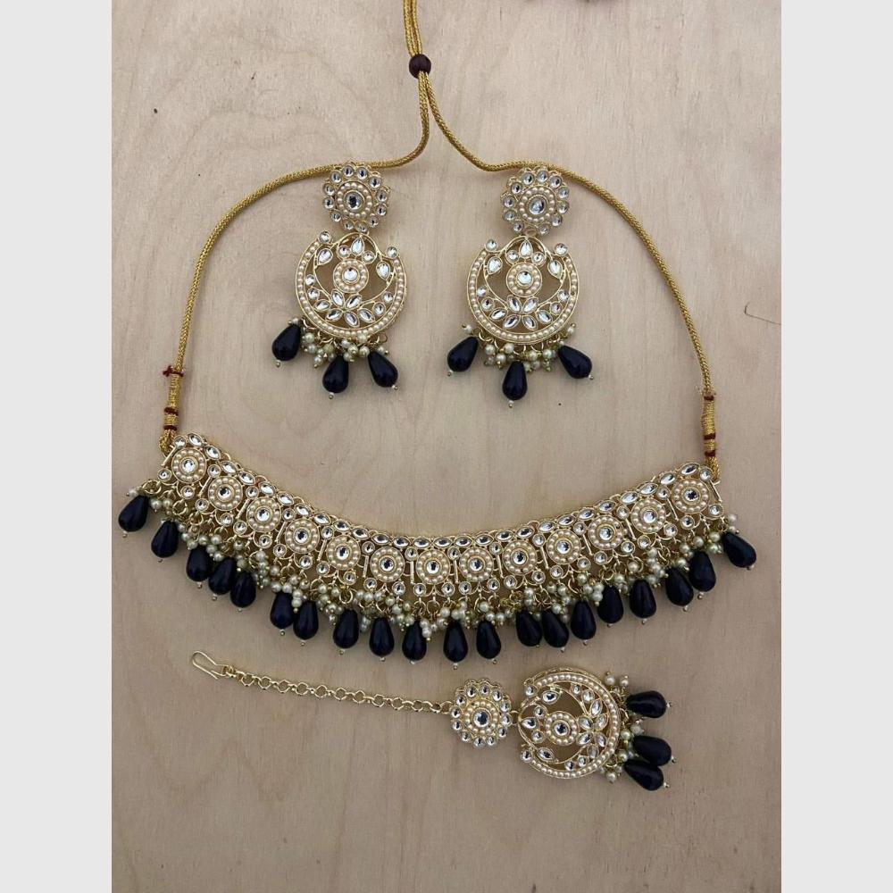 Sai Fashion Antique Finish Kundan Stone Pearl And Beads Necklace Set