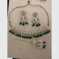 Sai Fashion Antique Finish Kundan Stone Pearl And Beads Necklace Set