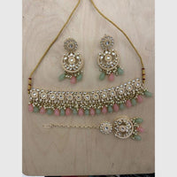 Sai Fashion Antique Finish Kundan Stone Pearl And Beads Necklace Set