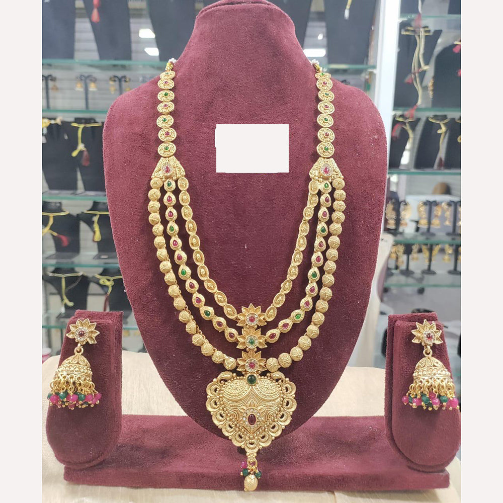 Sai Fashion  Designer Pota Stone Long Necklace Set Festive And Bridal Ethnic Jewelery