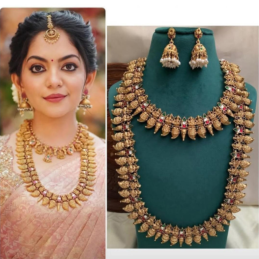 Sai Fashion Statement Pota Stone Double Layered Necklace Set For Modern Ethnic Looks