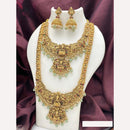 Sai Fashion South Indian Style Pota And Pearl Temple Elegance Double Necklace Set
