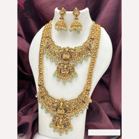Sai Fashion South Indian Style Pota And Pearl Temple Elegance Double Necklace Set