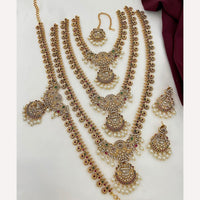 Sai Fashion Indian Bridal Jewelry Set Pota And Pearl Temple Combo Set For Weddings And  Festivals