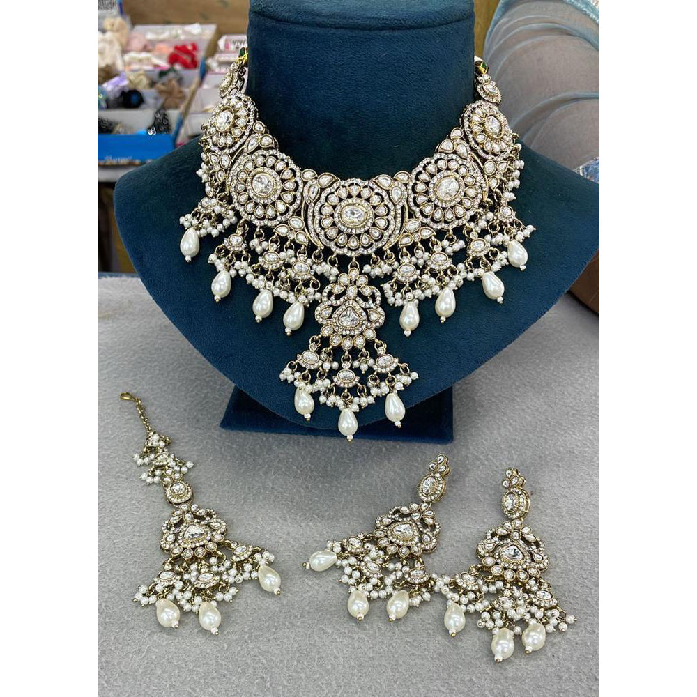 Sai Fashion Designer Pota Stone Pearl And Beads Necklace Set