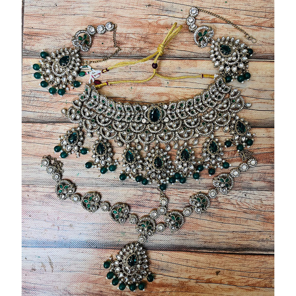 Sai Fashion Traditional Kundan Stone And Beads Necklace Set