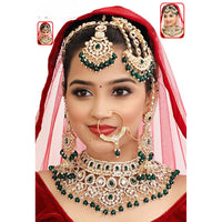 Sai Fashion Rajwadi Kundan Stone And Beads  Semi Bridal Necklace Set 