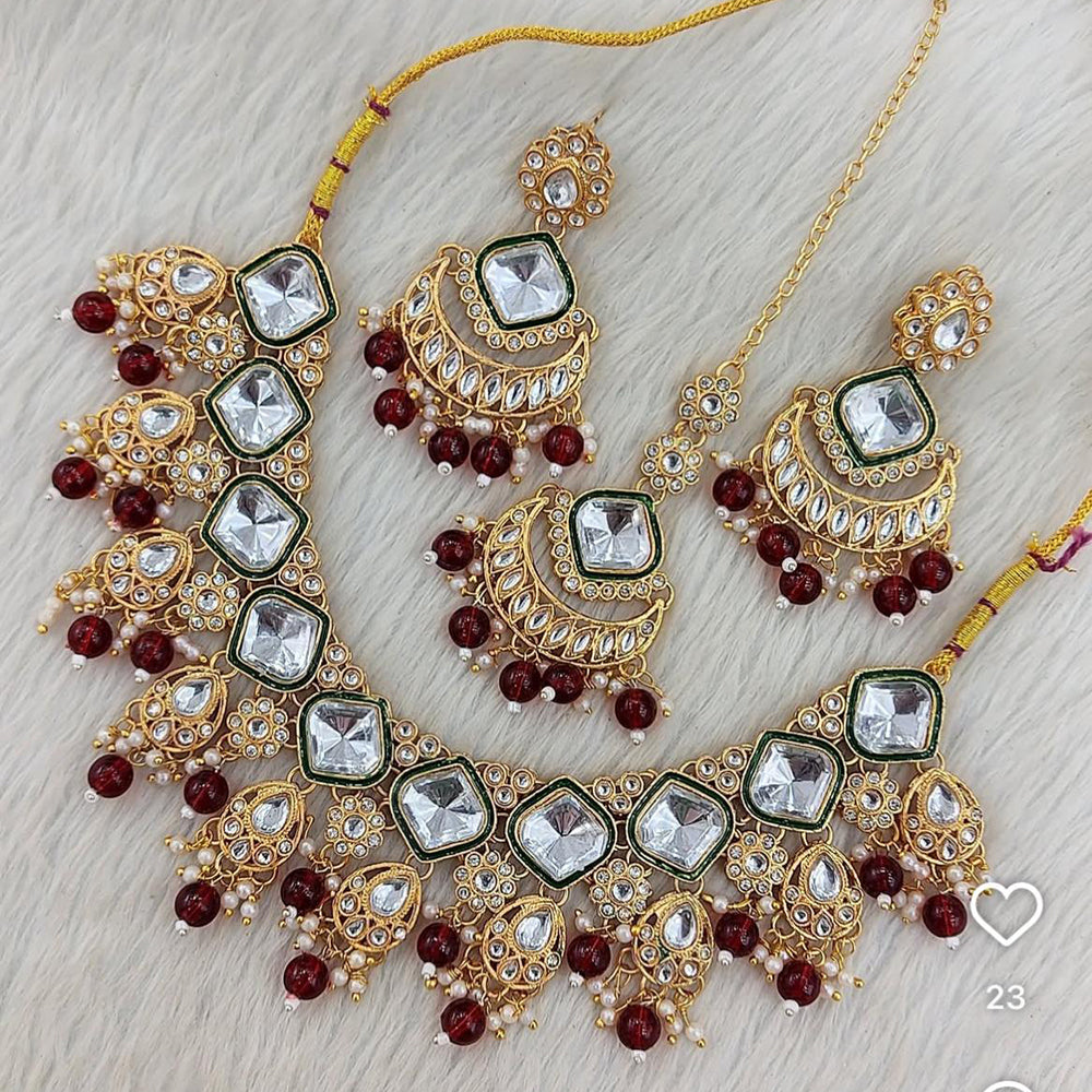 Sai Fashion Designer Kundan Stone And Beads Necklace Set