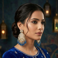 Sai Fashion Premium Kundan Stone And Beads Dangler Earrings